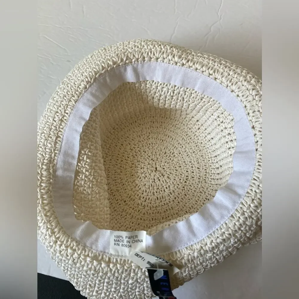 American Dream By August Accessories NWT Beach Packable Sun Straw‎ Hat OS Ivory